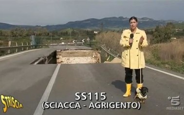 Il video del crollo del ponte Verdura a <strong>“Striscia la Notizia”</strong>