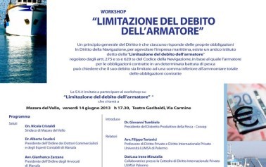 “Limitazione del debito dell’armatore”, un workshop formativo a <strong>Mazara del Vallo</strong>