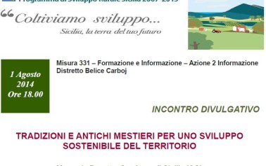 <strong>Sambuca di Sicilia</strong>: Incontro divulgativo “tradizioni e antichi mestieri per lo sviluppo sostenibile”