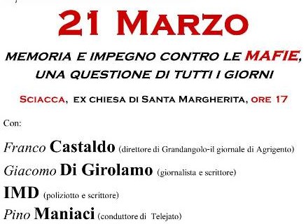 21 Marzo a <strong>Sciacca</strong>: memoria e impegno contro le mafie, una questione di tutti i giorni