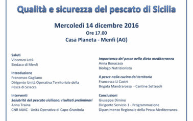 A Menfi l’incontro dal titolo “Pesce e dieta mediterranea – Qualita’ e sicurezza del pescato di Sicilia”