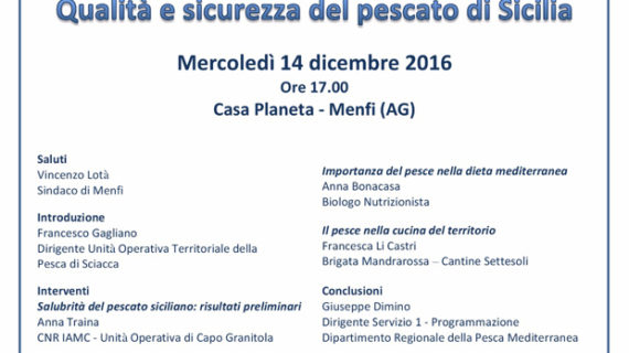 A Menfi l’incontro dal titolo “Pesce e dieta mediterranea – Qualita’ e sicurezza del pescato di Sicilia”