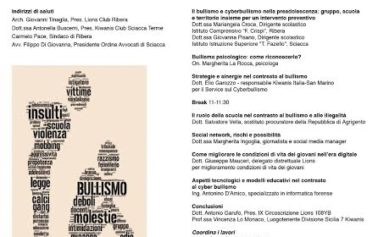 Ribera, un convegno dal titolo: “Bullismo e cyberbullismo: misure di prevenzione e di contrasto”